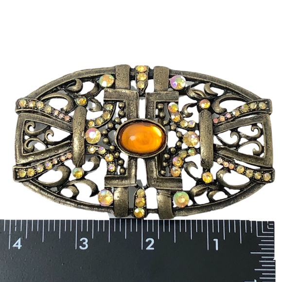 Vintage Metal & Gem Boho Filigree Interchangeable Belt Buckle main image 5
